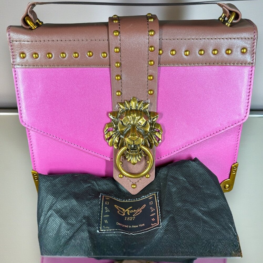 Sharif Legacy Museum Lion Knocker Leather Satchel Crossbody Bag - Sample Color - Picture 14 of 15